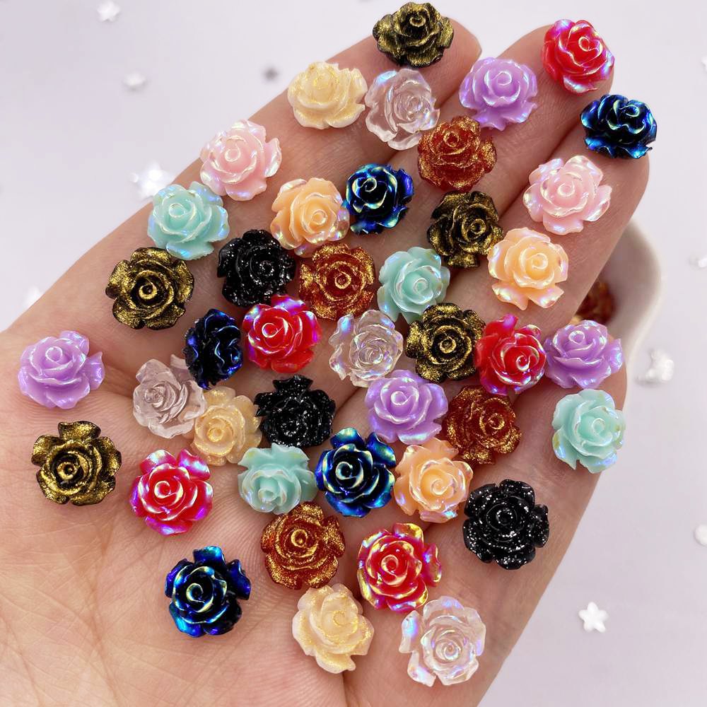 Art Craft Rose - 50 Pz 10mm AB Resina Glitter