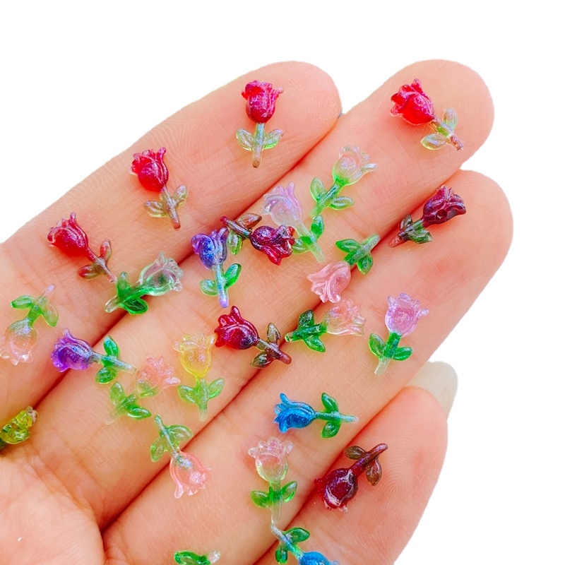 Art Craft Rose - 100 pz resina Glitter Mini carino