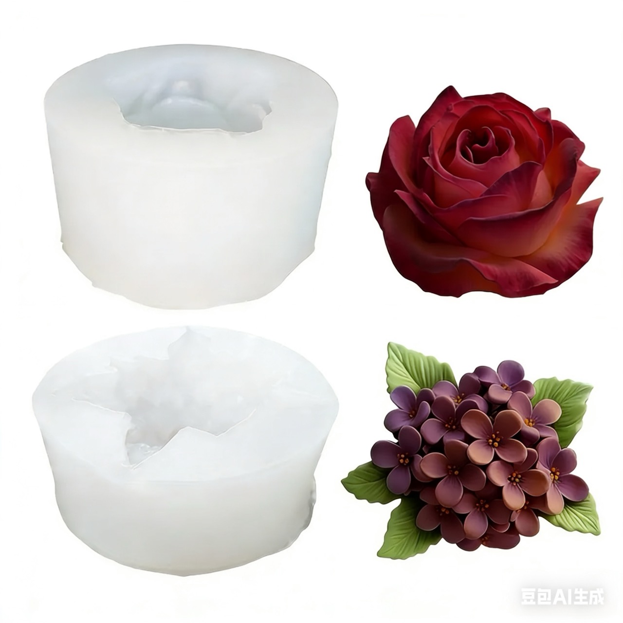 Art Craft Rose - 2 pezzi di stampi in silicone